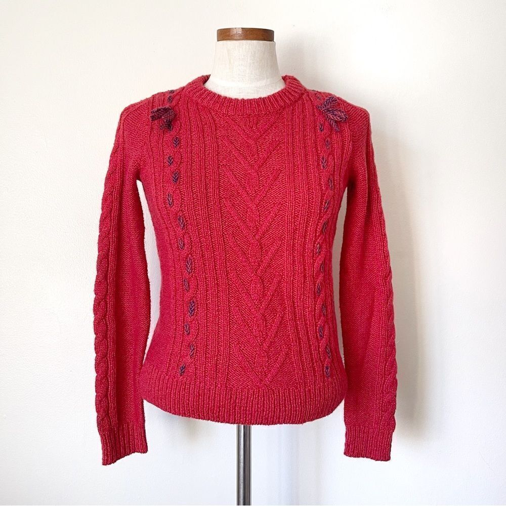 Anthropologie The Reeds Red cable knit sweater XS preowned - Picture 2 of 5